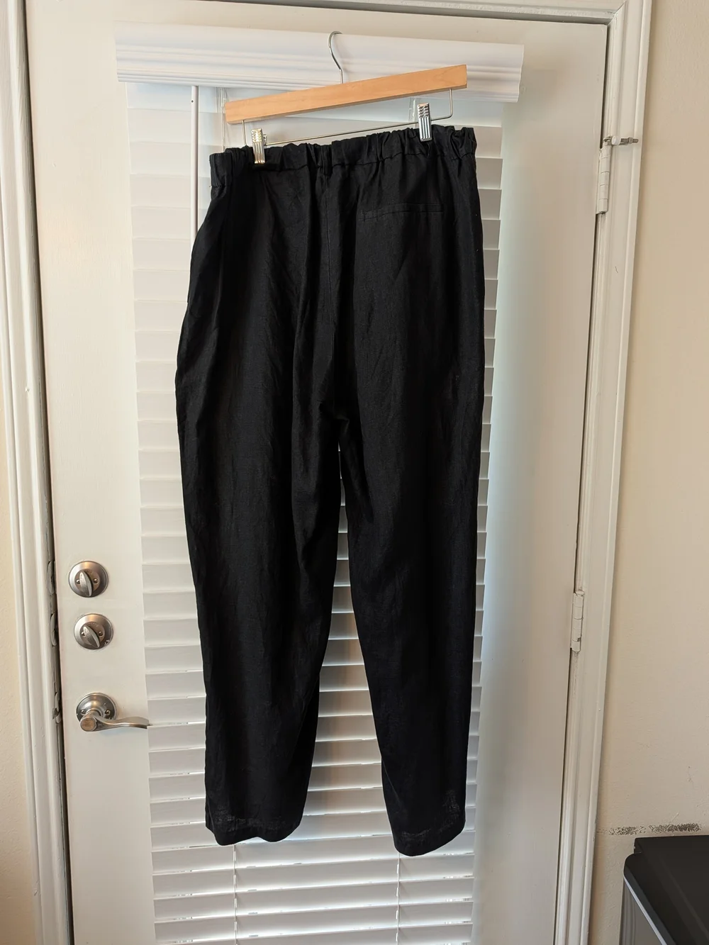 Quince Black Wide-Leg Linen-Blend Trousers
